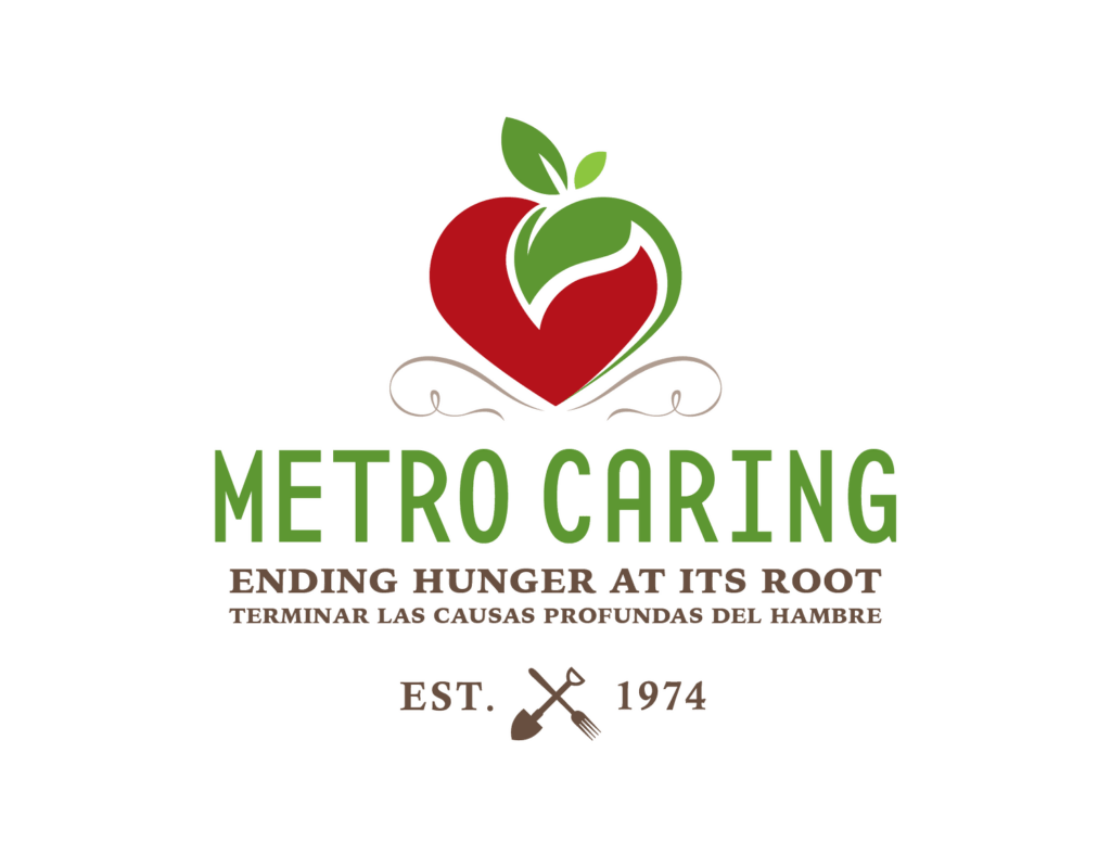 Metro Caring Logo with English and Spanish Subtitles